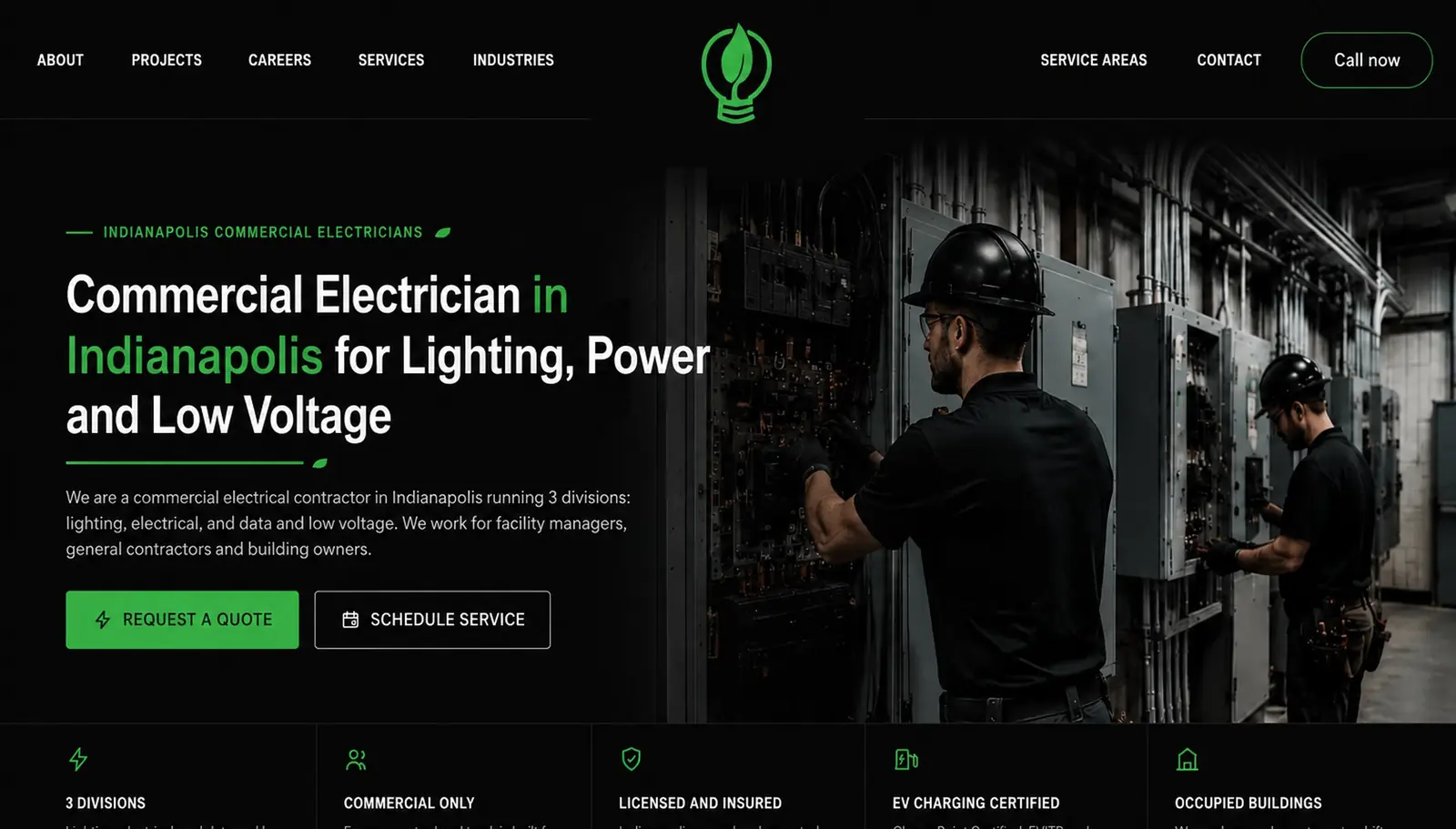 A live page built for A commercial electrical contractor