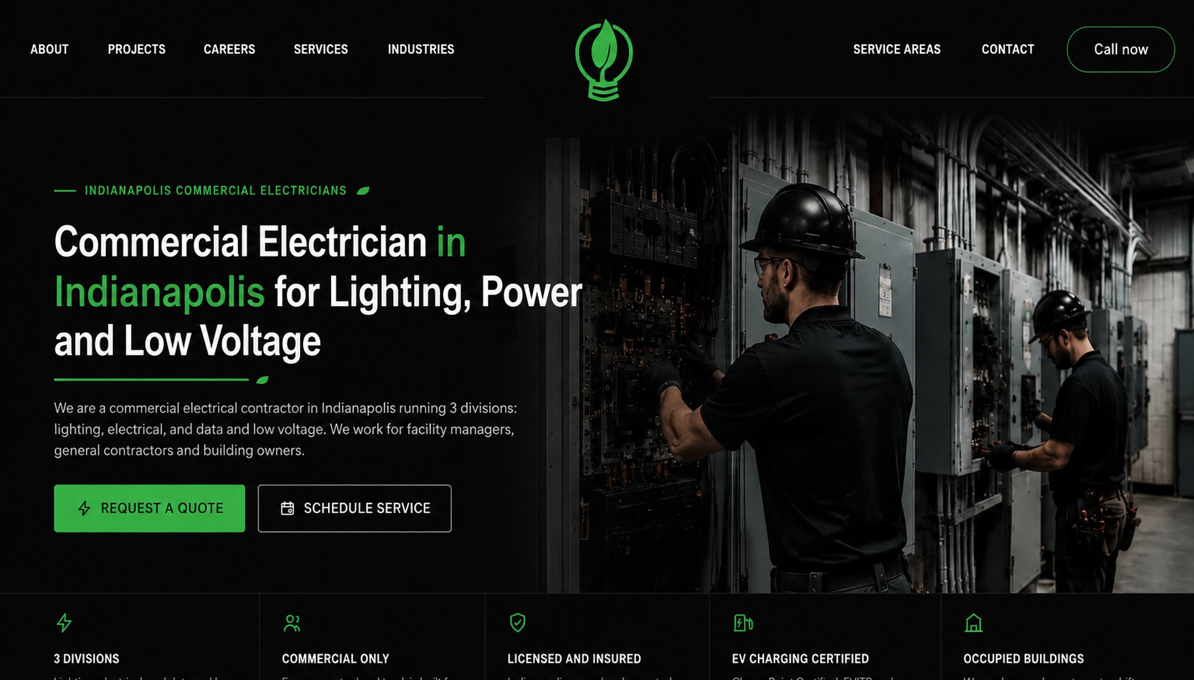 A live page built for A commercial electrical contractor
