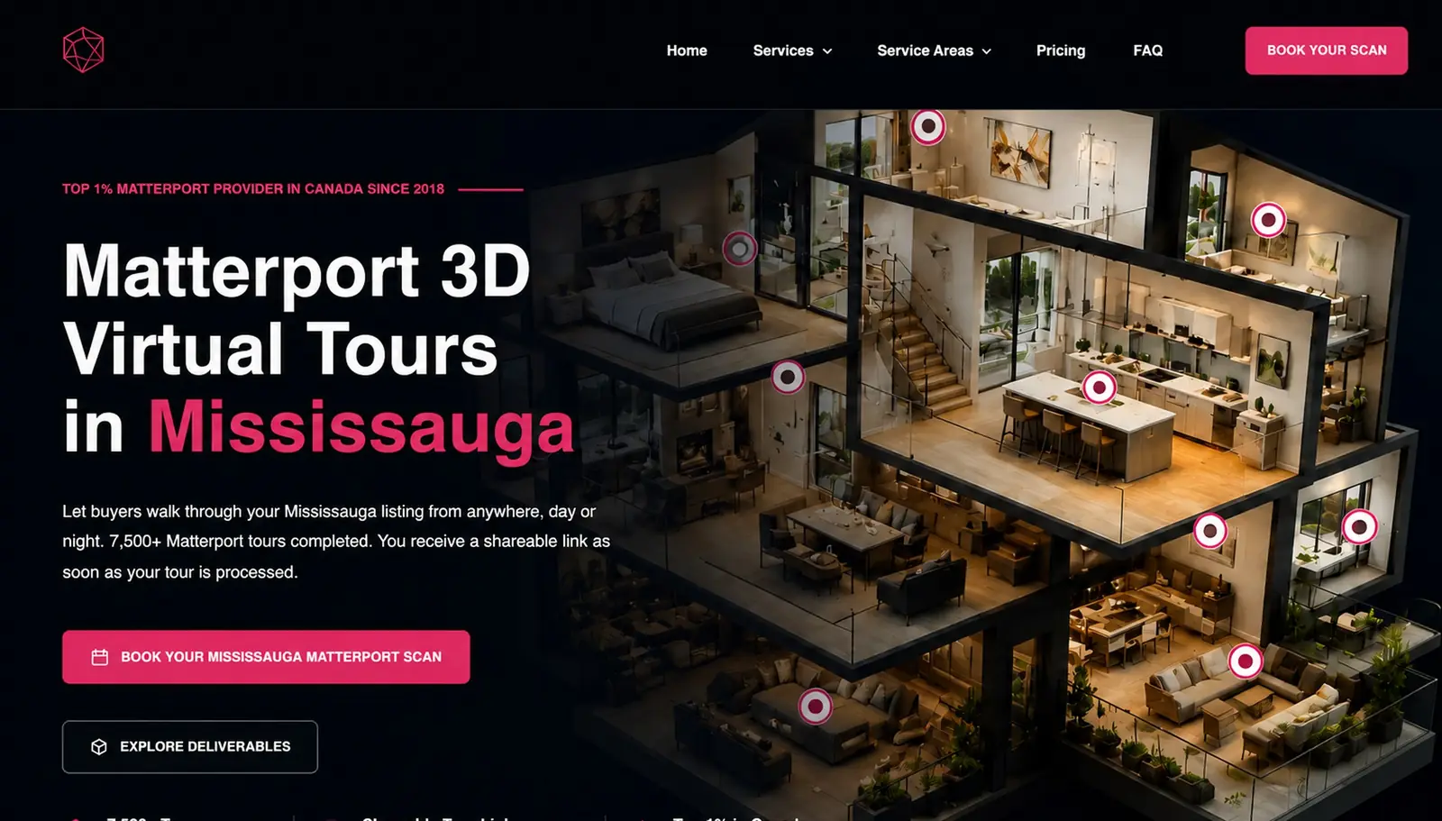 A live page built for A real estate photography company