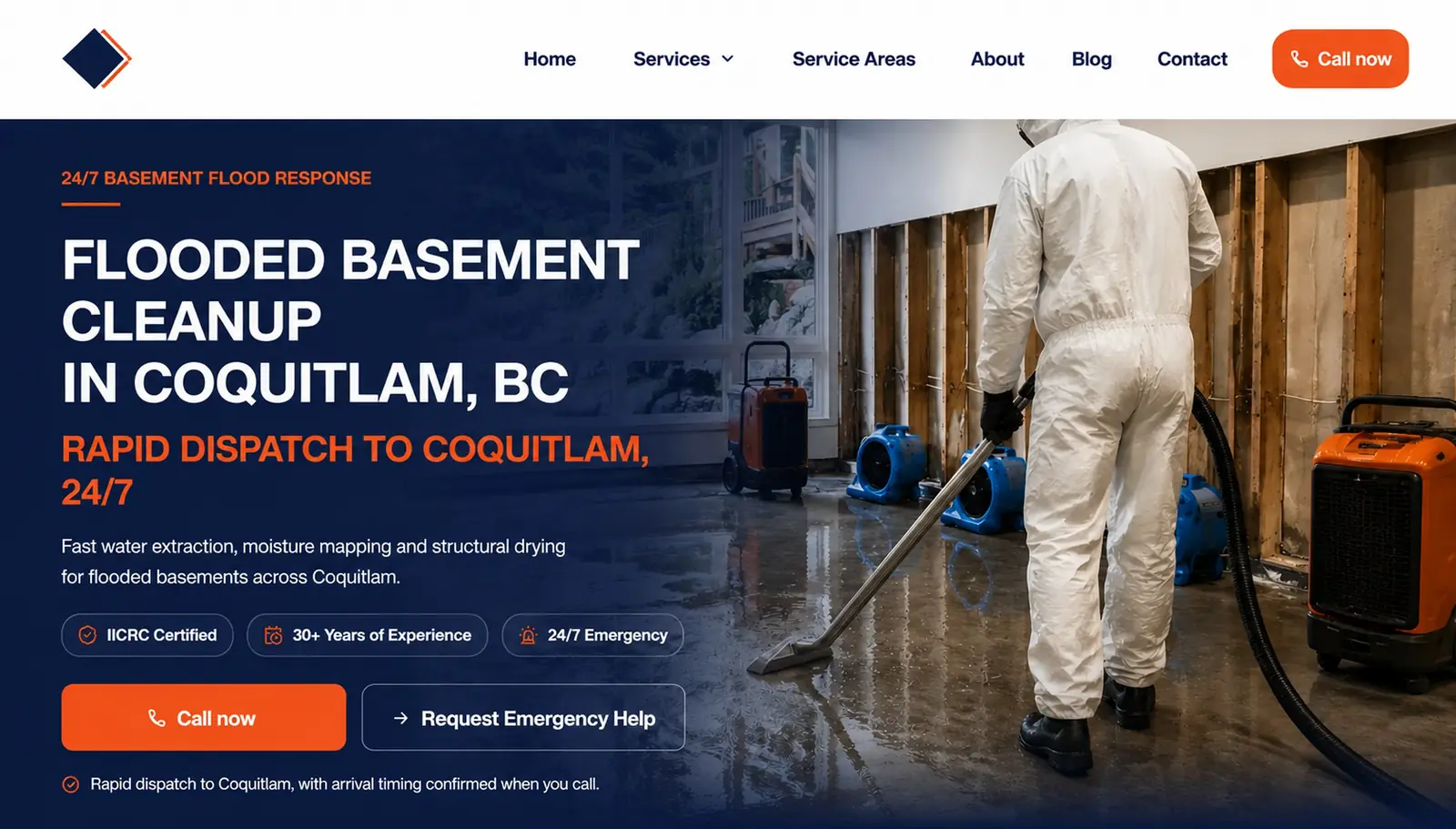 A live page built for A restoration contractor